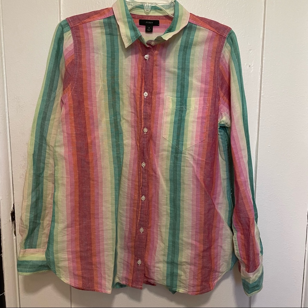 J. CREW Multi Color Striped Button Down Shirt